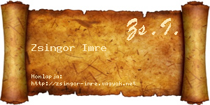 Zsingor Imre névjegykártya